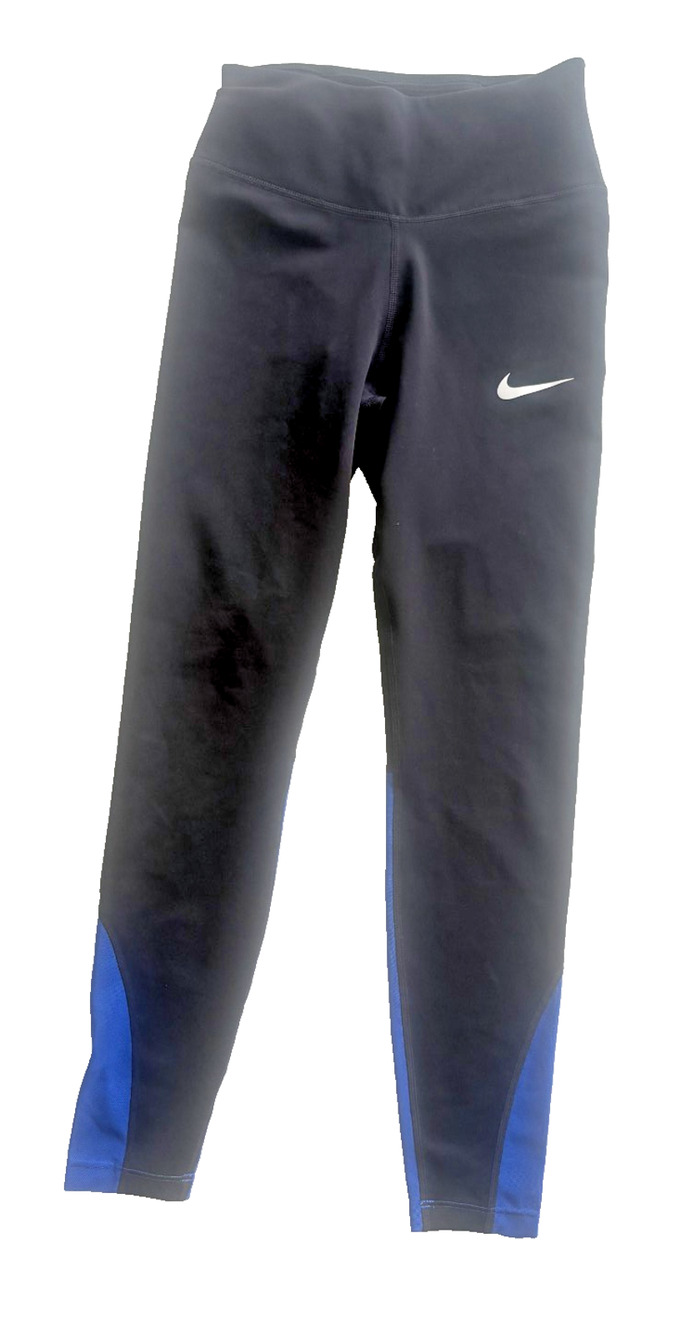 Nike Running Legging Team One 7/8 Womens XS Tight Black Blue CW7283